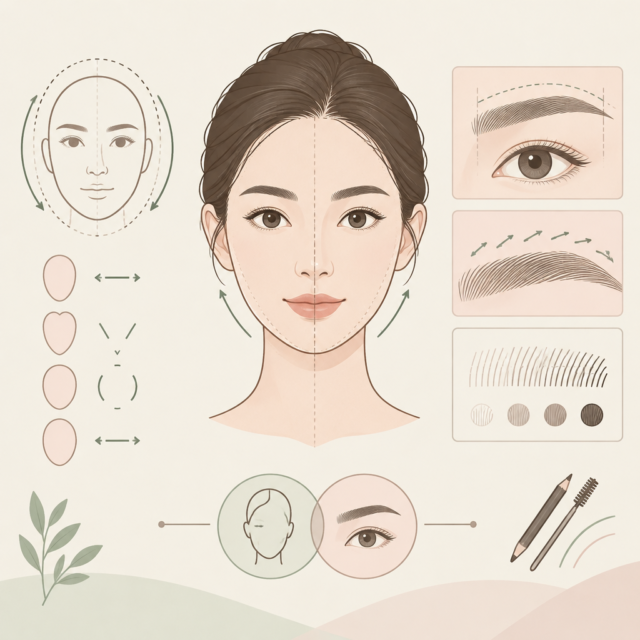 AI 생성 설명 이미지: 임산부 왁싱 도도라인왁싱 파주운정본점 | 얼굴형과 기존 눈썹을 나눠 디자인 설명하기