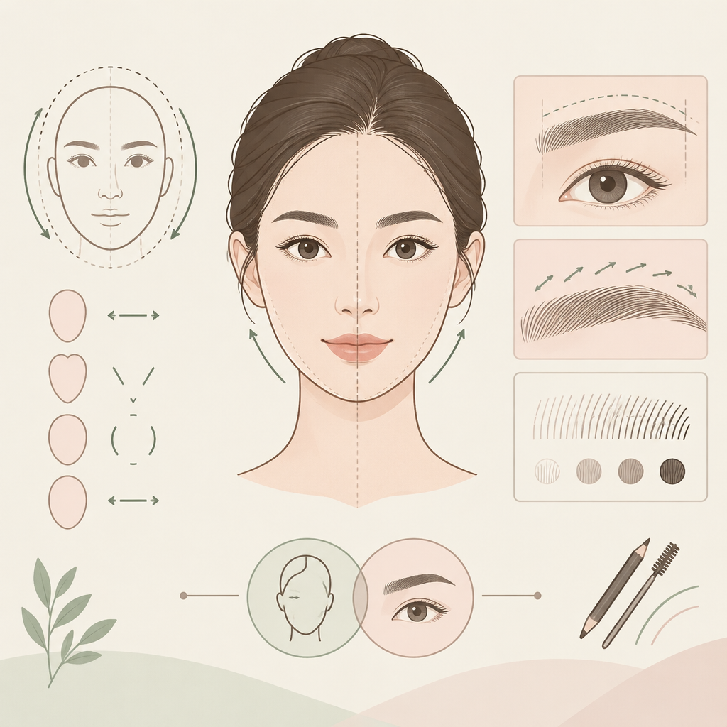 AI 생성 설명 이미지: 임산부 왁싱 도도라인왁싱 파주운정본점 | 얼굴형과 기존 눈썹을 나눠 디자인 설명하기
